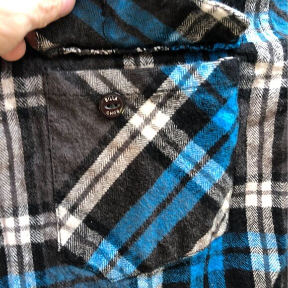 Billabong Mens Shirt Medium Long Sleeve Plaid Flannel Button Up Black Classic - Picture 8 of 13